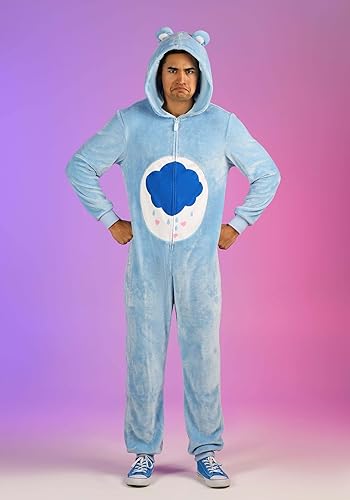 Miniatura 3 de Care Bear Grumpy Bear Hooded Jumpsuit Costume for Adults with Makeup Kit Bundle Option