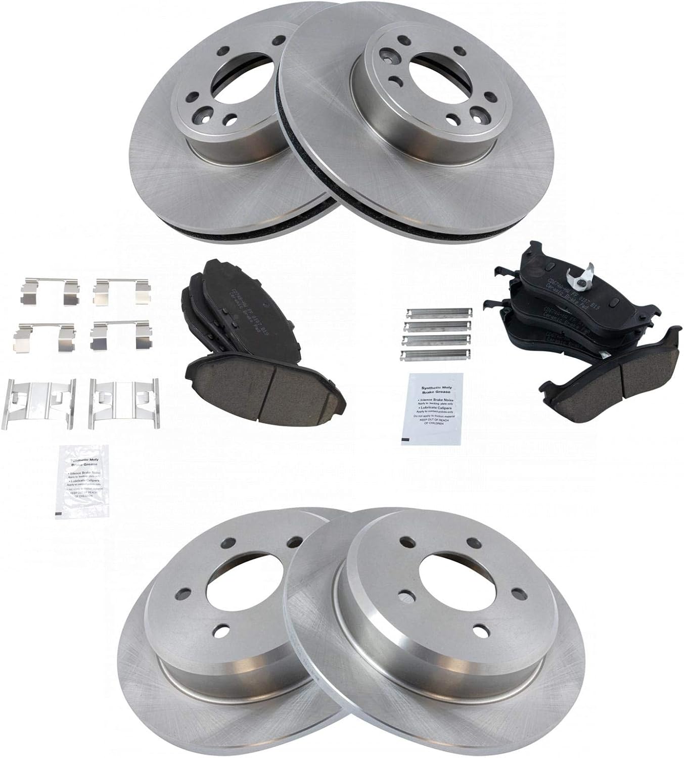 TRQ Front and Rear Brake Pad & Rotor Kit Brake Pads Brake Rotor Ceramic Compatible with 1998-2002 Ford Crown Victoria Lincoln Town Car Mercury Grand Marquis