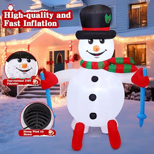 Miniatura 5 de GOOSH Muñeco de nieve inflable de Navidad de 6 pies para decoración al aire libre, patio, esquí, nieve con LED integrados para decoración de fiesta