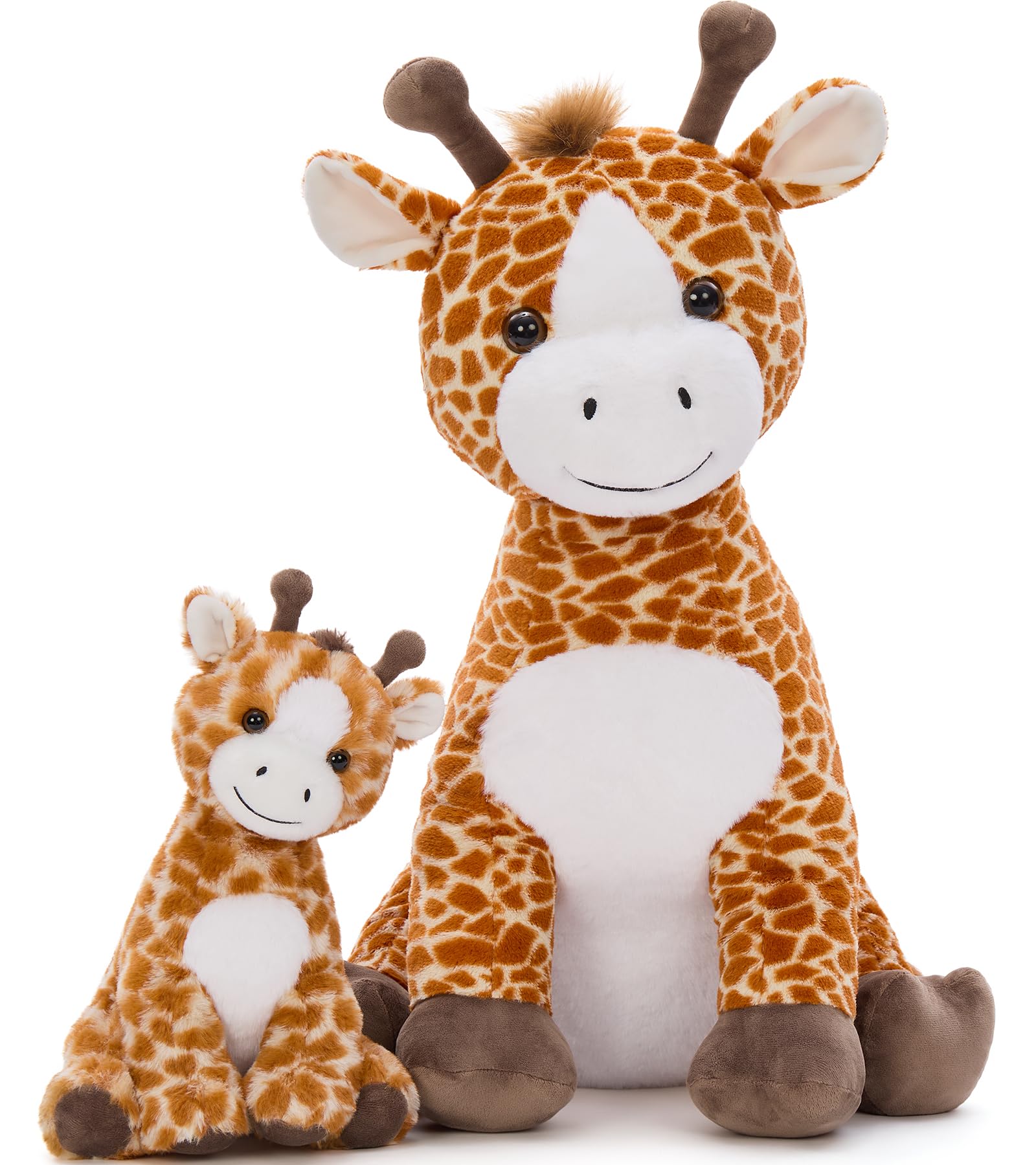 MorisMos Big Giraffe Teddy Soft Toy, 65cm Mom with One Baby, Cuddly Plush Stuffed Animal, Realistic Kawaii Giraffe Gift for Kids Children Birthday Christmas Decorations โ image 1
