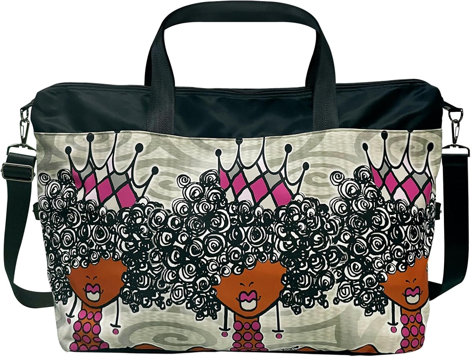 Shades of Color Gym Bag for African American Women, Duffle Bag for Sports Travel, Shoulder Strap