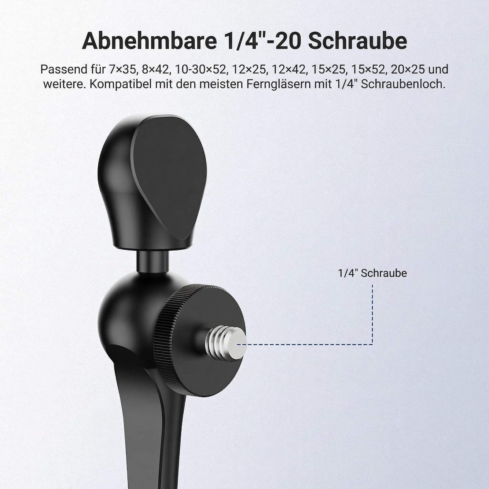 NEEWER Fernglas Stativadapter mit 1/4" Gewinde, Stativ/Einbeinstativhalterung aus Aluminiumlegierung für Ferngläser der Modelle 7x35, 8x42, 10-30x52, 12x25, 12x42, 15x25, 15x52, 20x25,30x60, ST-T05