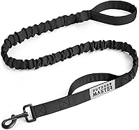 OutdoorMaster Heavy Duty Bungee Dog Leash with Shock Absorption, 2 Padded Handles - 4FT Training Leash for Safety & Comfort (Black)