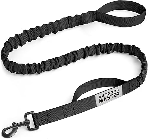 Miniatura 20 de Correa elástica para perros OutdoorMaster, correa resistente para perros con absorción de impactos, 2 asas acolchadas para entrenamiento, mejora la