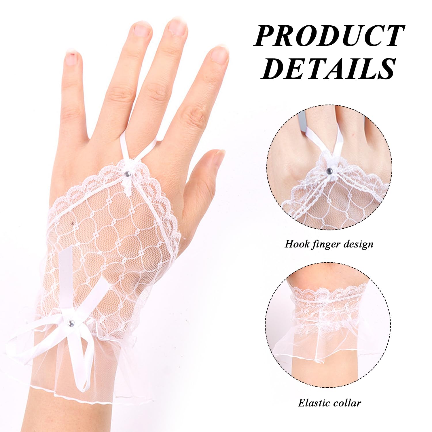 2 works Of Lace Gloves, Finger-Exposed Gloves, Ladies Party Gloves, Clothing Accessories, Ele Lace Gloves - Image 3