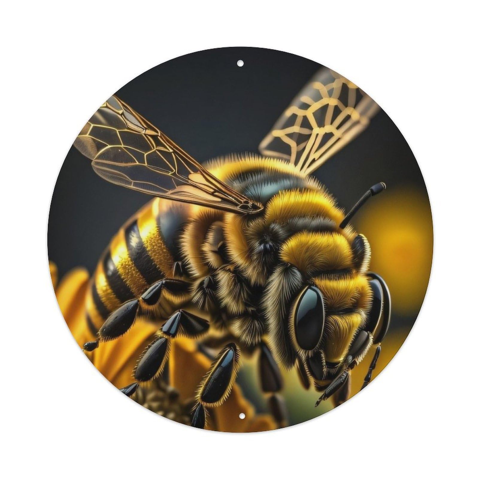 Animal Artwork Honey Bee Vintage Metal Tin Sign Plaque Wall Decor for Cafe, Club Bar, Office, Garden Metal Poster 8x8Inch