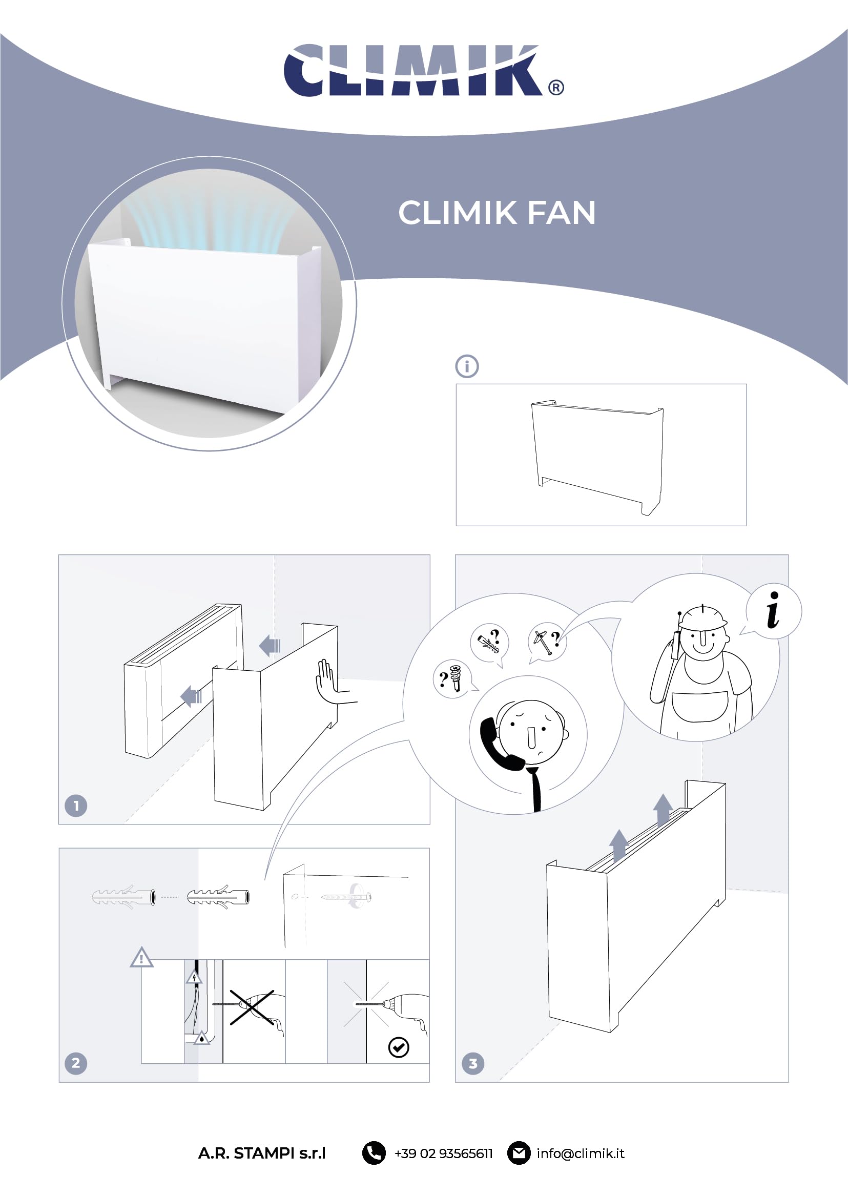 CLIMIK FAN, MOBILE DEFLETTORE PER CONDIZIONATORI FAN COIL LARGHO FINO A 130CM, MADE IN ITALY, PROGETTATO PER DISTRIBUIRE L’ARIA AL INTERNO DEL TUO LAVORO