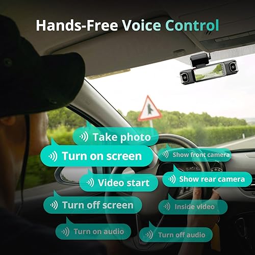Miniatura 7 de BOTSLAB Cámara de tablero 3K de 4 canales, vista de 560 en todos los lados, cámara interior delantera y trasera del automóvil con pantalla táctil de