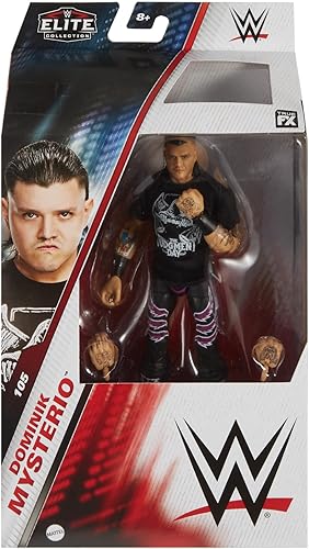 Miniatura 2 de Mattel WWE Elite Figura de acción y accesorios, Dominik Mysterio coleccionable de 6 pulgadas con 25 puntos de articulación, aspecto realista y manos