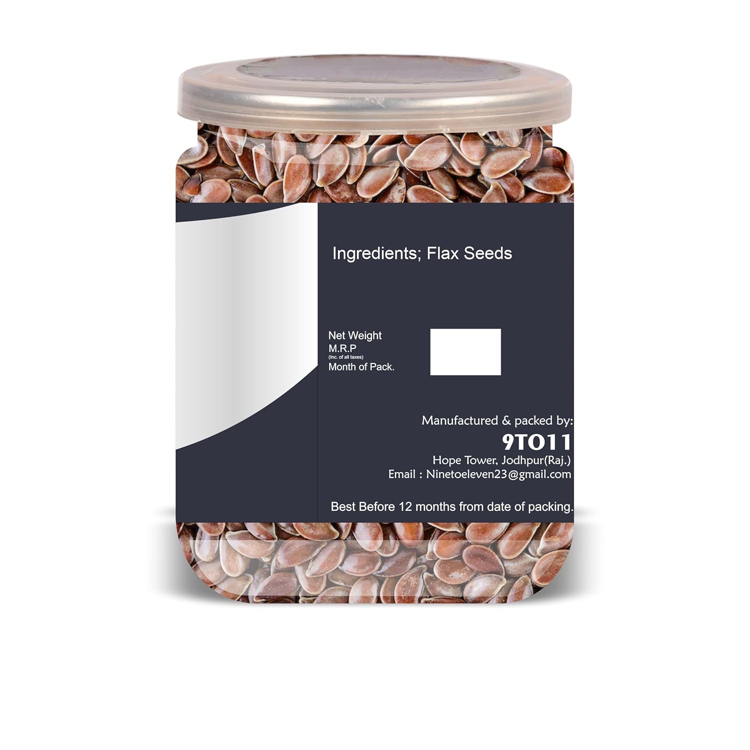 THE EDIBLE Flax Seed 500 Gram Airtight Container