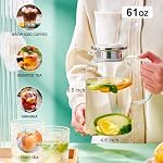 PARACITY Glass Pitcher with Lid, 18/8 Stainless Steel, Glass Pitcher with Handle for for Juice, Milk, Beverage, Cold Water & Iced Tea,64 OZ(1800ML)