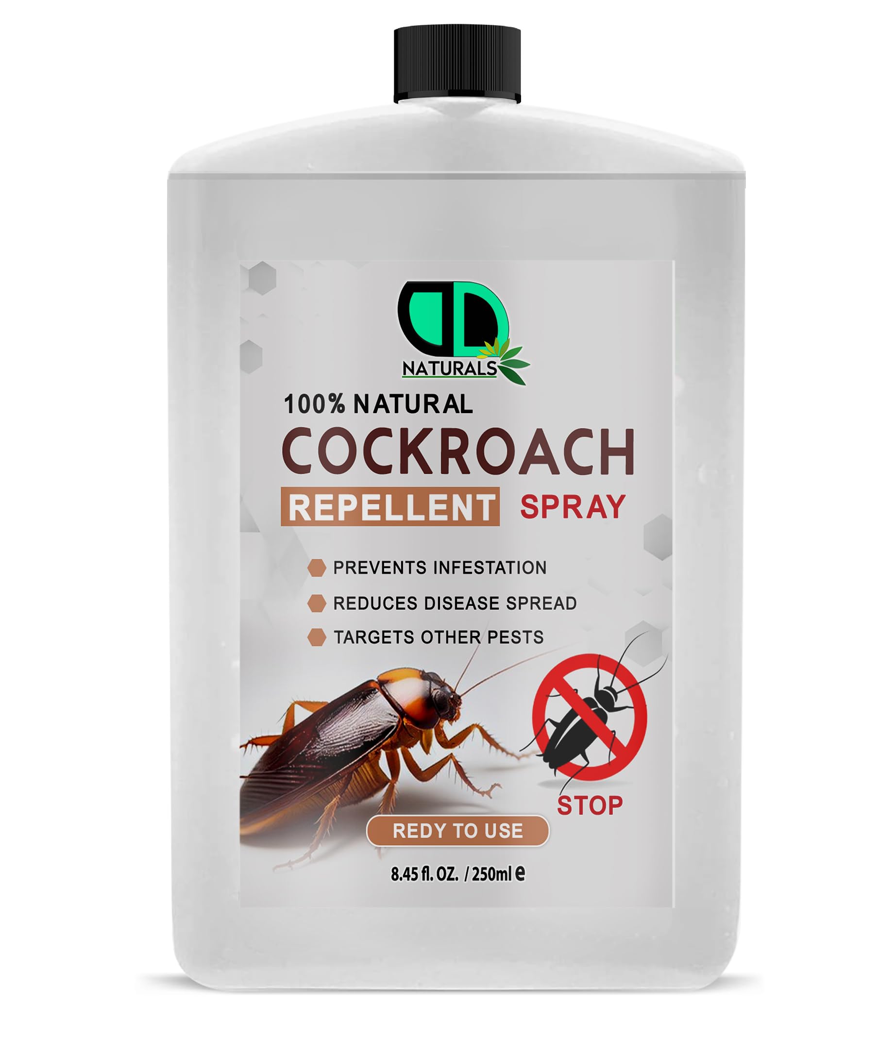 DD Teck 100% Natural Cockroach Repellent -Non-Toxic Formula for Home & Kitchen Use, Prevents Infestation, Kills & Repels Cockroaches, Eggs & Nymphs, Reduce Disease Spread (250ml Postal)