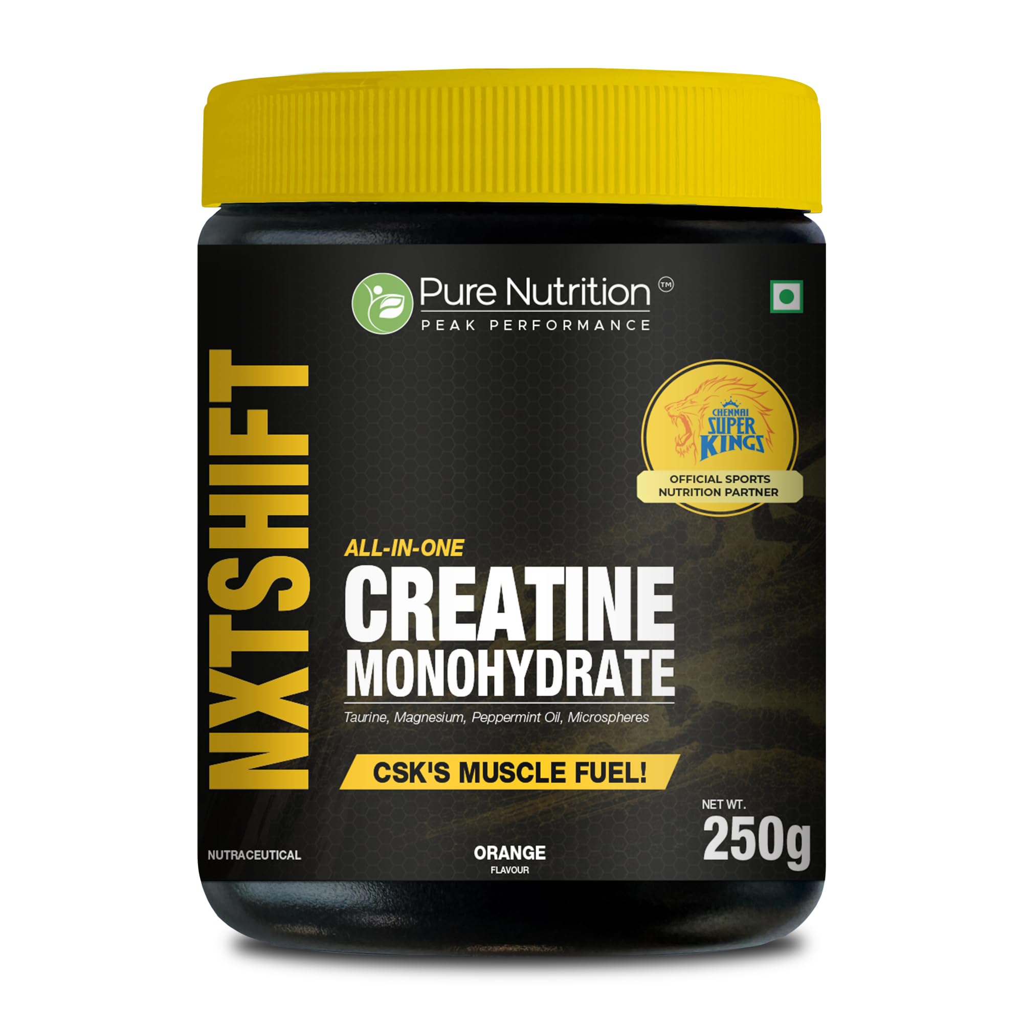 Pure Nutrition NXTSHIFT Creatine Monohydrate Powder - 250g (Orange) | All-In-One Muscle Fuel with Taurine & Magnesium | 62 Servings | Advanced Strength, Power & Recovery Formula for Men & Women-image-13