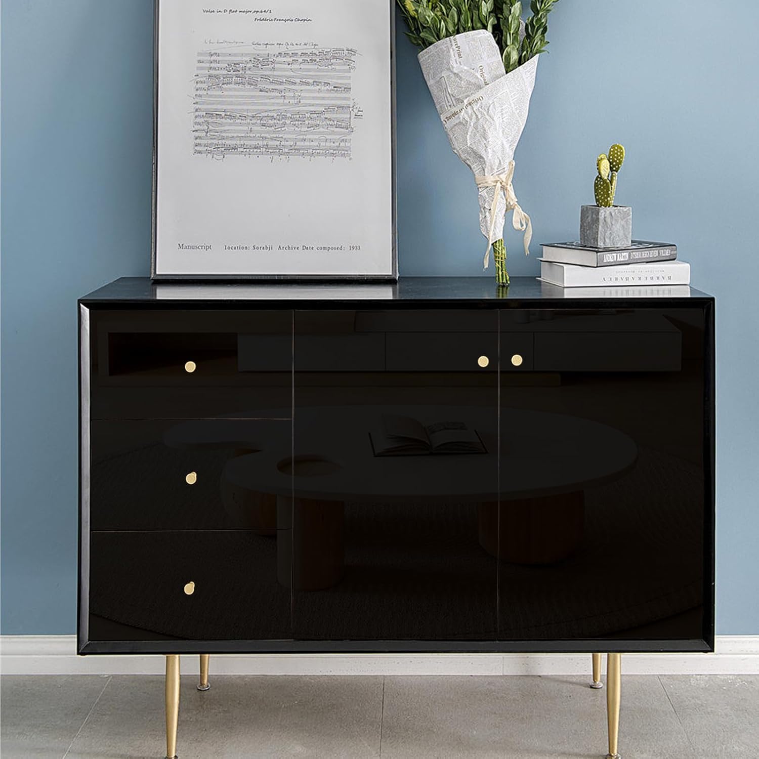 Hode Czarna samoprzylepna tapeta z tworzywa sztucznego, 40 cm x 300 cm, rolka folii winylowej do mebli, szafki, półki, blatu, brokatu, pokrycie papier kontaktowy, wodoodporna