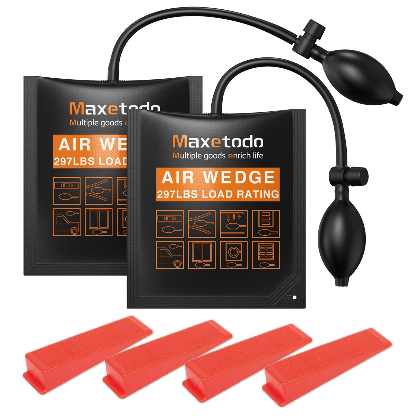 Sponsored Ad – 2PCS Air Wedge Up Pump Kits with 4 Plastic Wedges Inflatable Air Bags for Lifting Doors Windows Installation Furniture and Car Auto Repair
