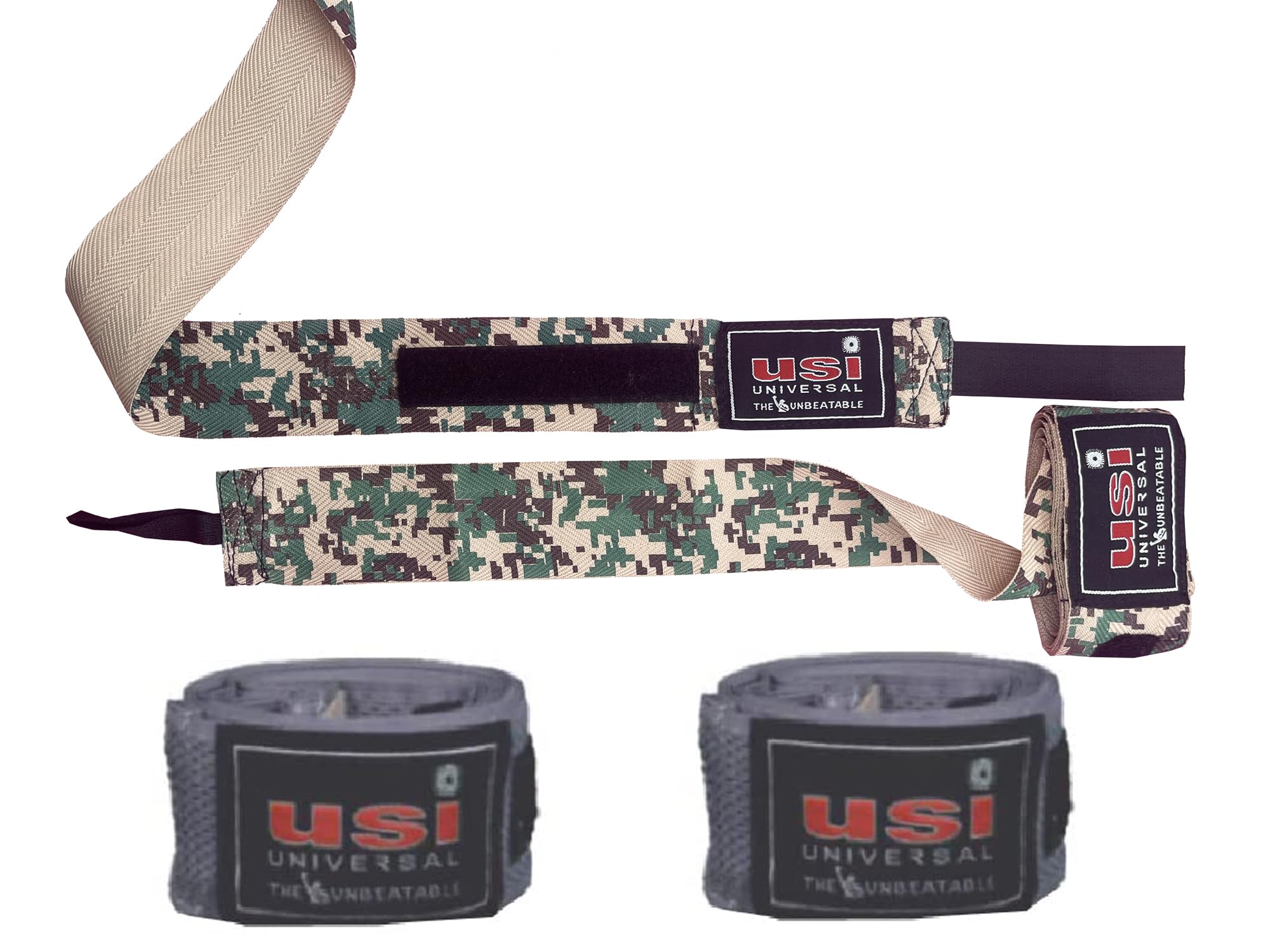 USI UNIVERSAL Hand Wraps Combo of 4 Pieces, 628FC Grey Hand Wraps (2.5m) With 628CM Camo Shortwraps (2m), Nylon Elastane Mesh, Super Stretch Elastic Boxing Protective Wraps, Hook, Loop Closure (B0C2KLV9HM) Amazon Price History, Amazon Price Tracker