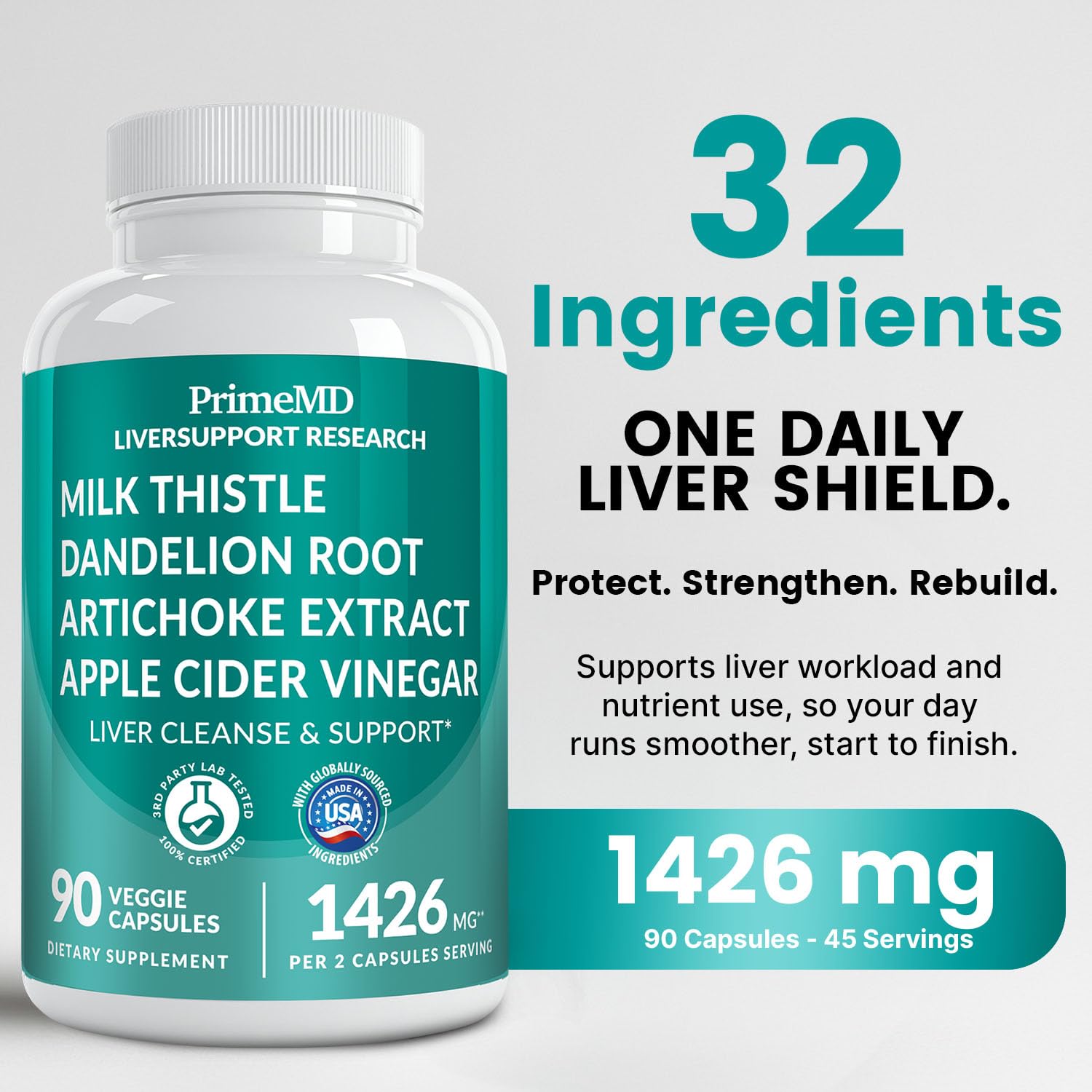 PrimeMD 32-in-1 Liver Support Milk Thistle, Artichoke & Beetroot, 90ct — Amazon image 2