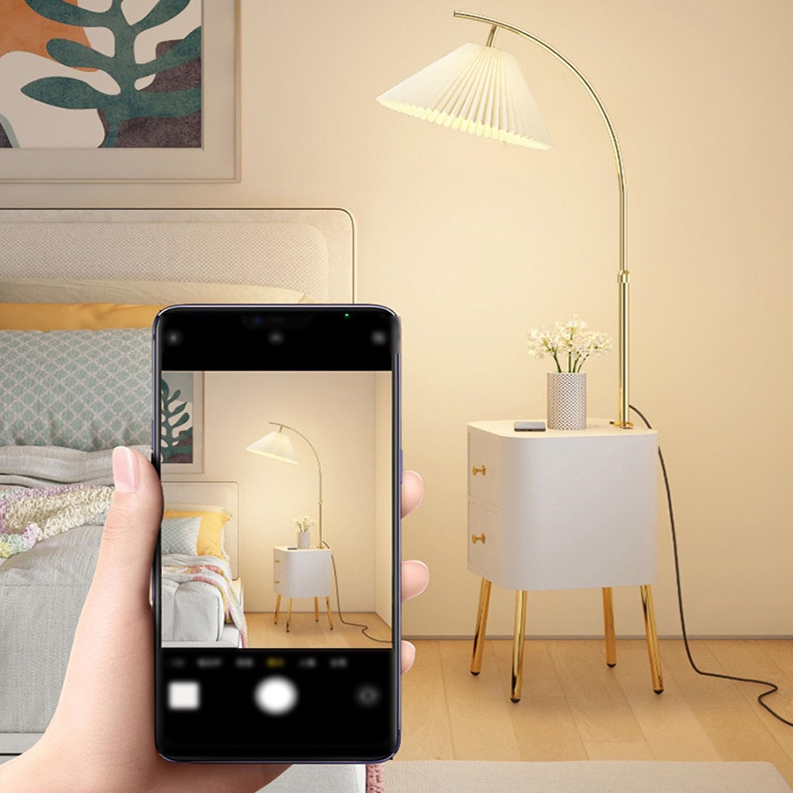 Światło pionowe Lampa podłogowa z 2 szufladami, lampki nocne 3 żarówkami LED o temperaturze barwowej w zestawie Lampy Stojące