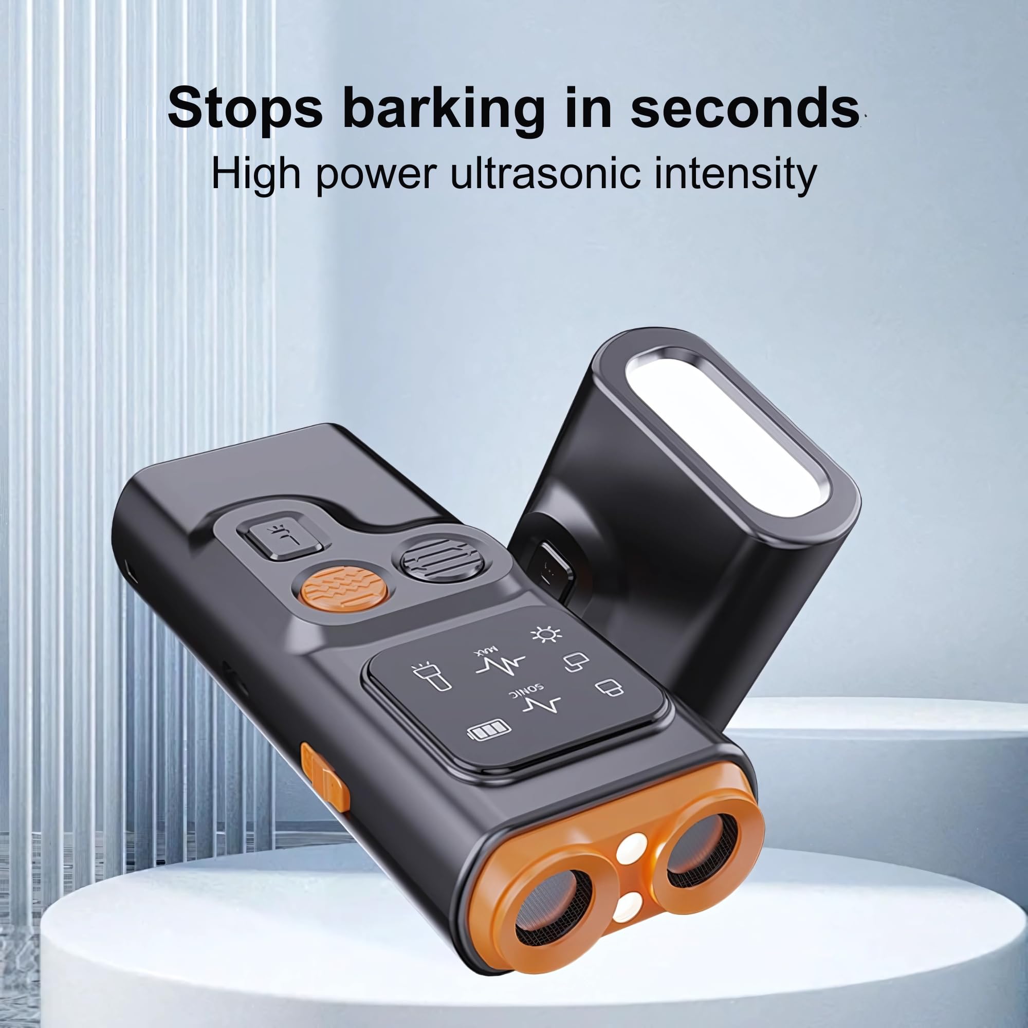 ASTHAN - Advanced Ultrasonic Dog Bark Deterrent with Dual Sonic Frequencies & LED Flashlight – Safe & Effective Handheld Training Device for Pets & Outdoor Use
