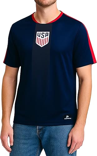 Miniatura 21 de Icon Sports Officially Licensed US Soccer Federation Game Day Shirt - Unisex Adult 246-blanco,azul marino (101pf-navy),191pf | Carbón jaspeado/Azul