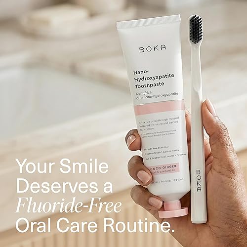 Miniatura 3 de Boka Pasta de dientes sin flúor, pasta de dientes nano hidroxiapatita, adecuada para dientes sensibles, para adultos y niños, sabor a jengibre coco