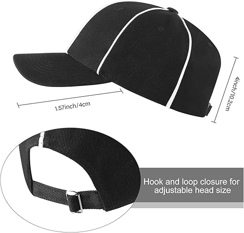 Miniatura 3 de Geyoga Juego de 4 piezas de disfraz oficial de árbitro para hombre diseño de rayas blancas y negras cuello de árbitro sombrero oficial de árbitro