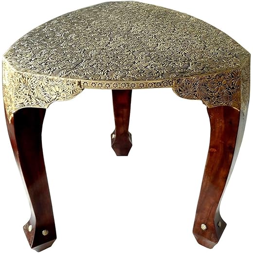 Brown & Gold Wooden Stool