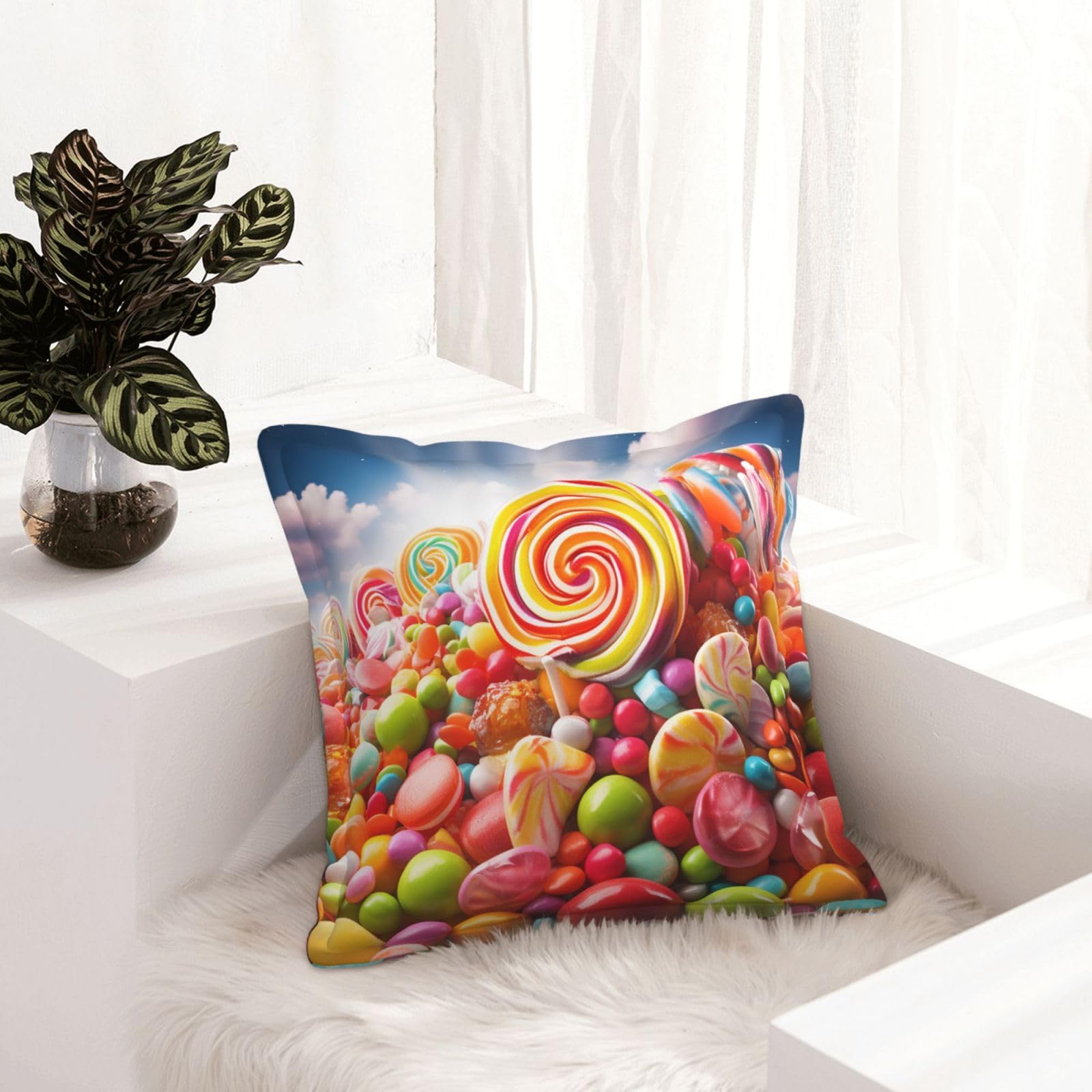Housse de coussin similicuir arc-en-ciel aspect cuir rustique