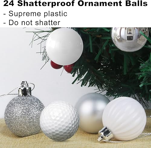 Vista 341 de 18 esferas medianas decorativas navideñas para árbol de Navidad, inastillables, para colgar, color púrpura, 2.5 pulgadas, paquete de 18