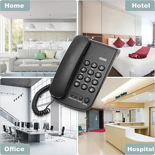 Miniatura 6 de Lativu Teléfono fijo con cable, teléfono de oficina simple, teléfono doméstico, teléfono fijo de uso para el hogaroficina, pared o escritorio,