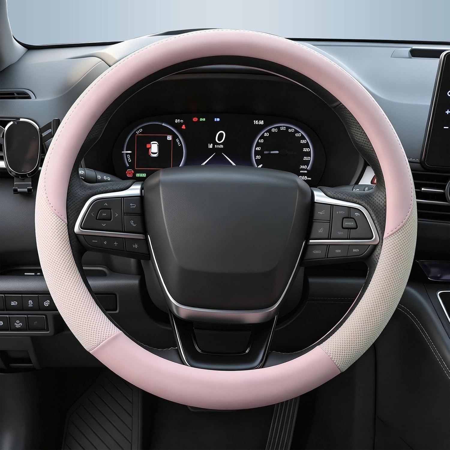 KAFEEK Pink Steering Wheel Cover Women, Cooling Ice Silk, Universal 15 Inch image 2
