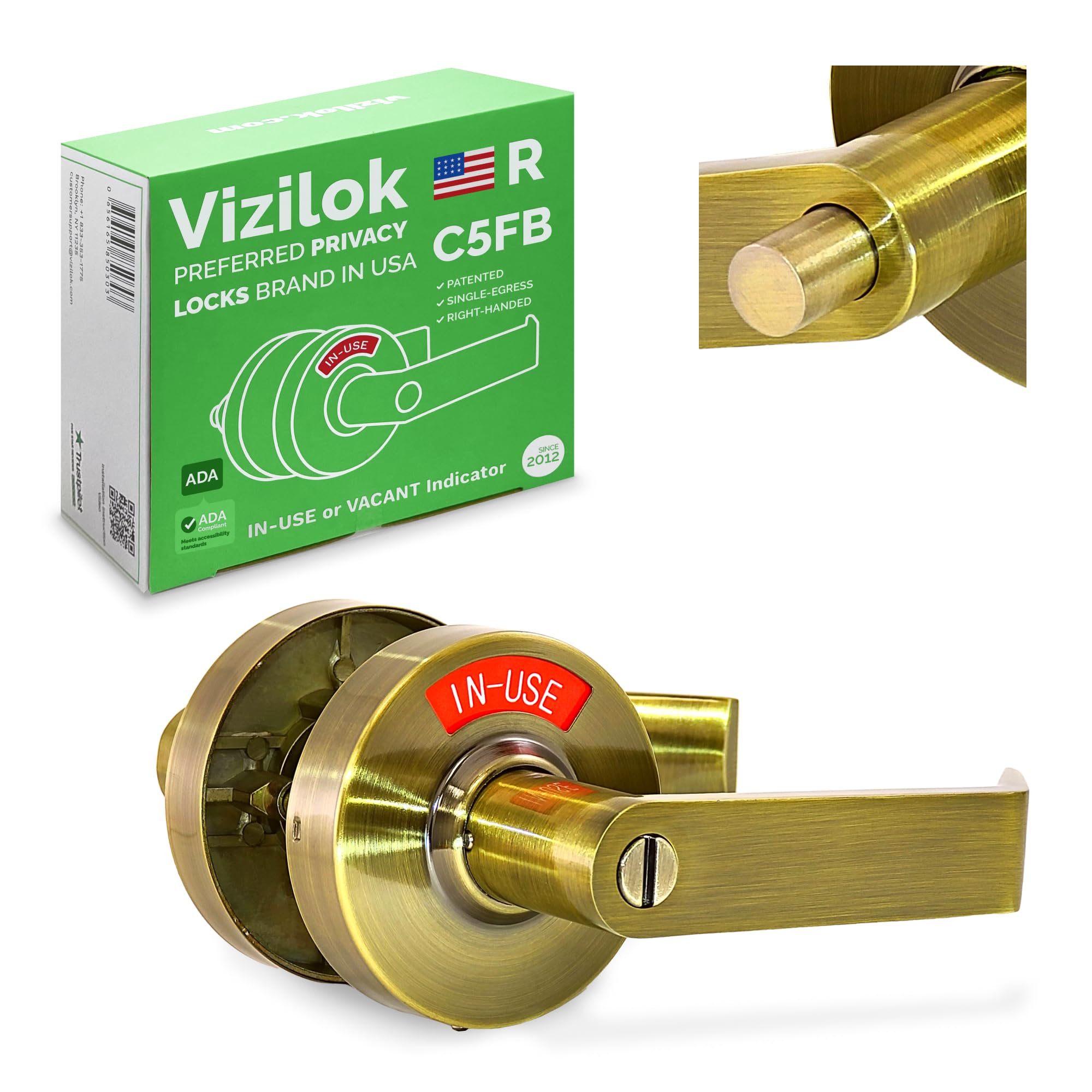 VIZILOK ADA Compliant Indicator Privacy Lock C5FB-R Durable ANSI