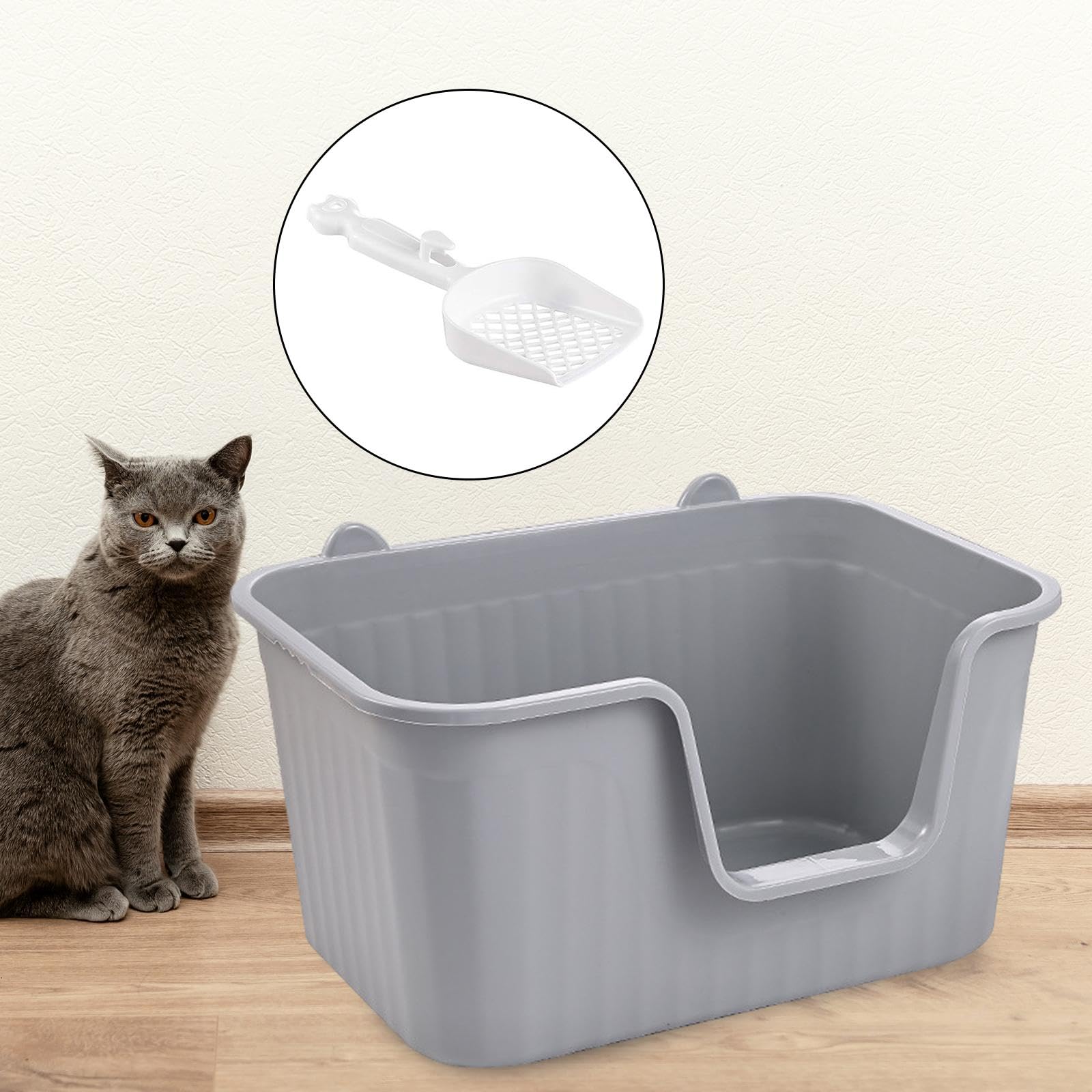 Arenero para Gatos de Interior, Resistente a Salpicaduras Y con Bordes