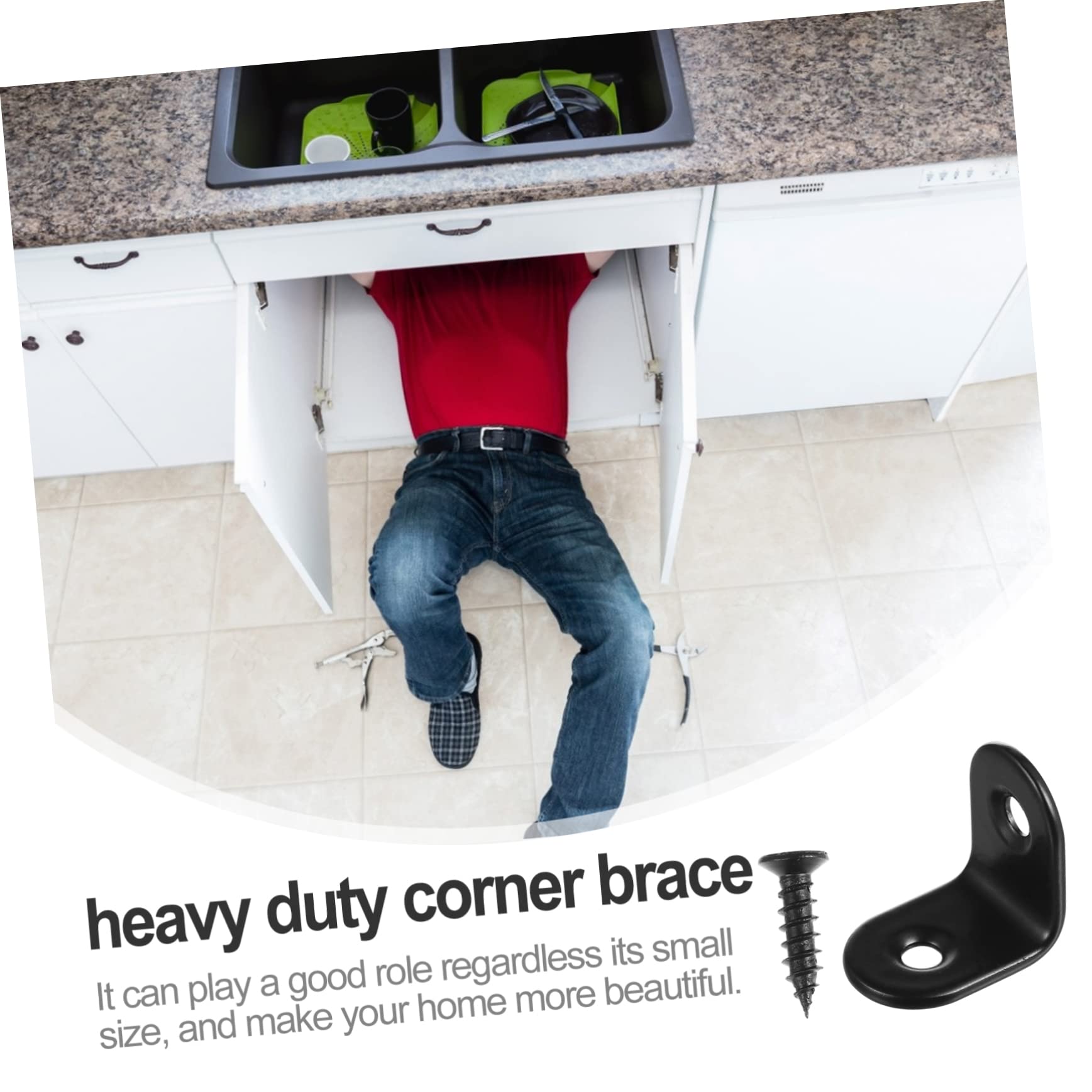 Generic 30pcs Black Corner Code Metal Shelf Cabinet Shelf Black Shelf Black Stand Shelf Bracket Metal Shelving Right Angle Bracket Brackets Stainless Steel Corner Bracket Corner Seat Heavy, 2X2CM