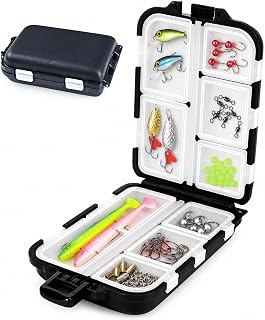 Double-Sided Fishing Tackle Box, Adjustable Compartment Lure Storage Box with Lanyard, Portable Multi-Function Bait & Accessory Organizer for Hooks, Weights, Tools, Black