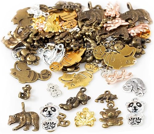 stino - 100 g de dijes colgantes de metal para hacer joyas, lote de dijes bañados en plata y oro para pulseras, collares y manualidades, dijes de