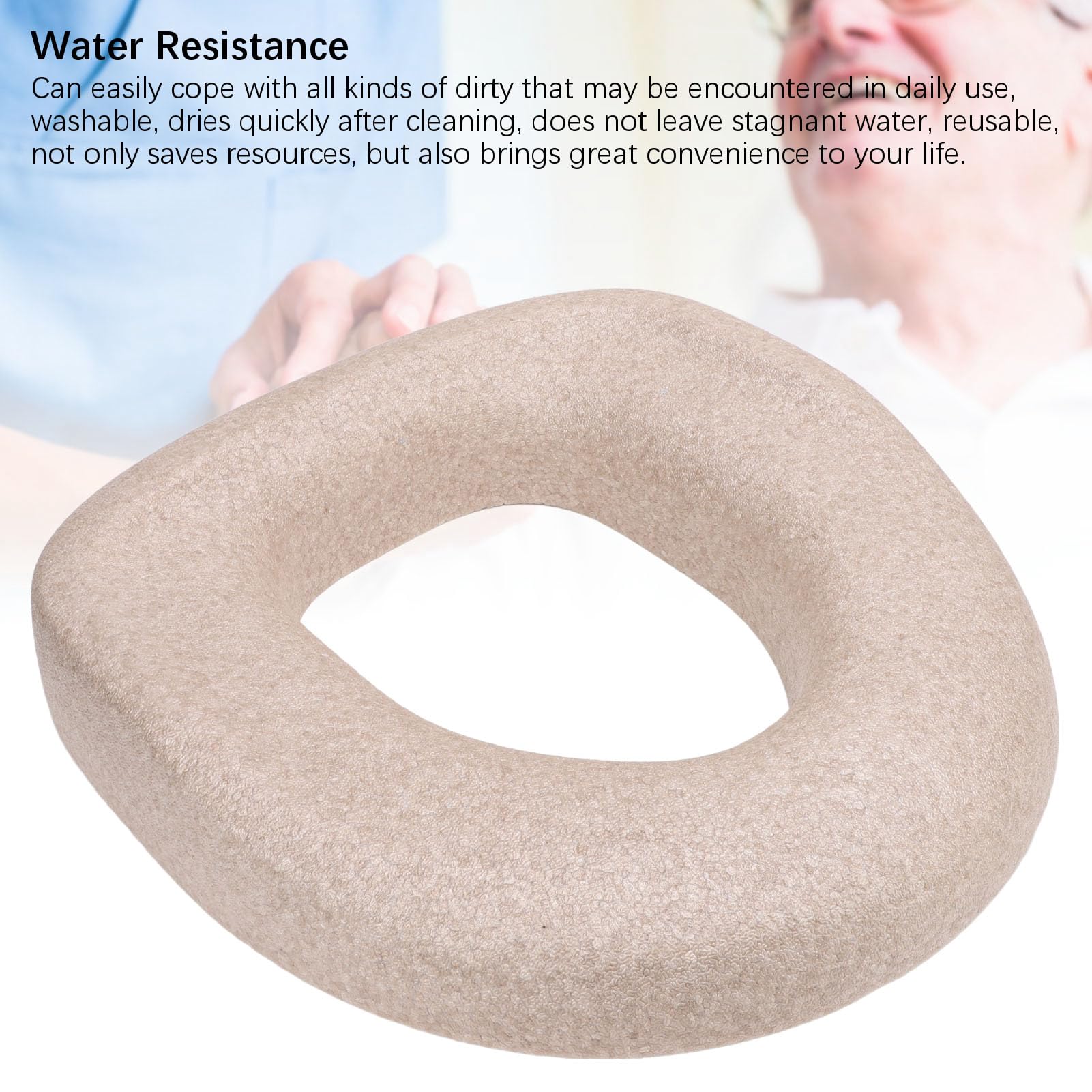 Fockety Coussin de siège de Toilette surélevé, Coussin de siège de Toilette rembourré Doux pour Un Confort et Une élévation améliorés, Ajustement Universel, Lavable et réutilisable (Beige)