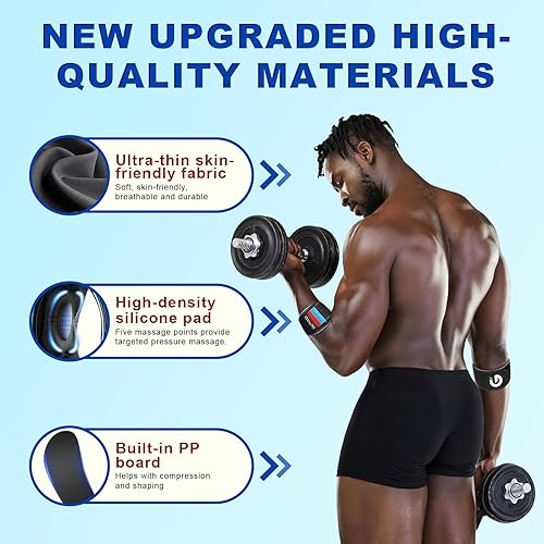 Miniatura 6 de Codera de tenis mejorada para hombres y mujeres, correa de soporte ajustable para codo de golfistas para tendinitis, soporte de antebrazo con diseño