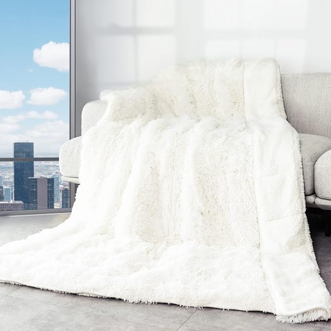 Sherpa Weighted Blanket 15lbs,Cottonblue Faux Fur Reversible Luxury