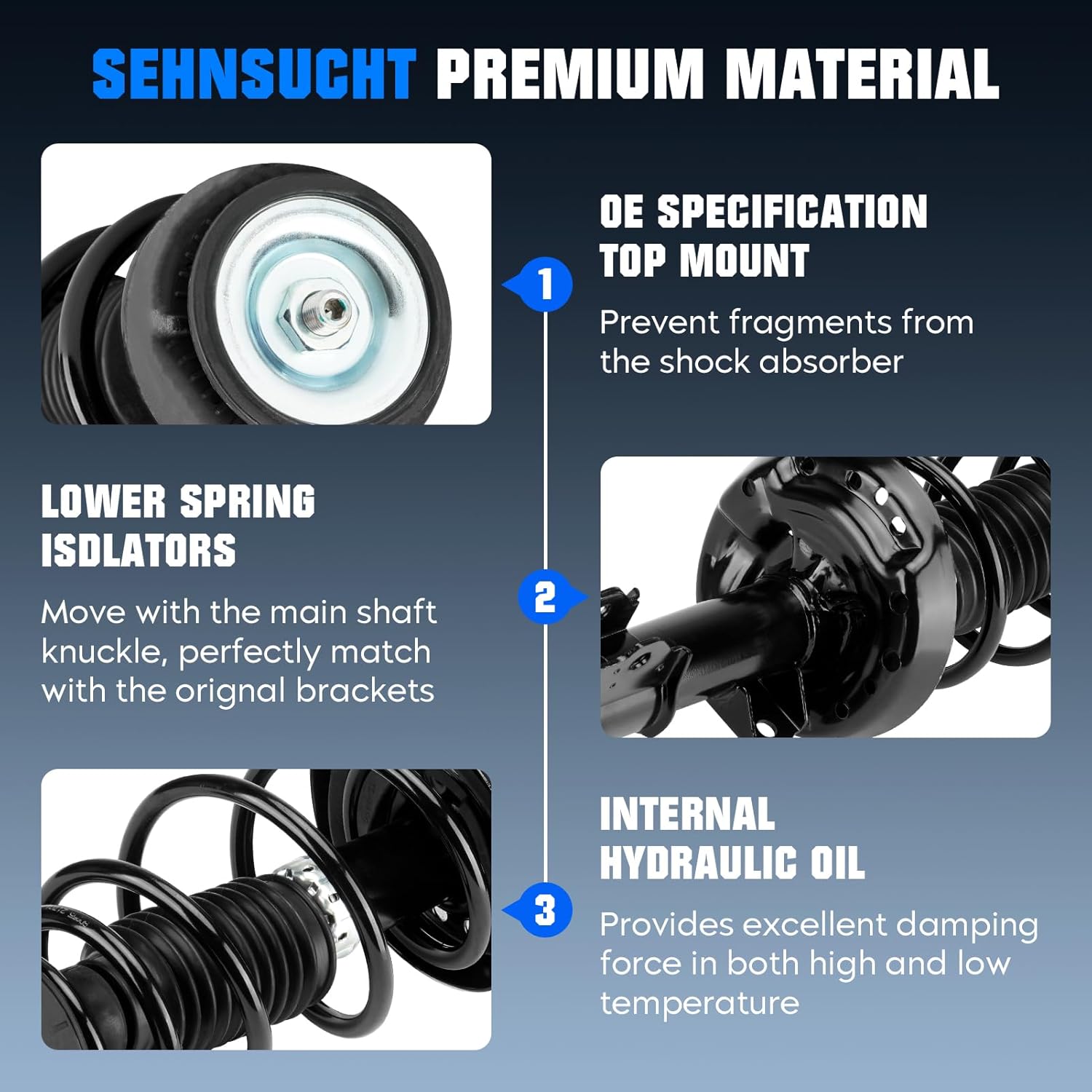 Front Spring Strut & Sway Bar Links for Buick Verano 2.4L L4 2012 2013 2014 2015 2016 2017, Coil Struts Shock Absorber Replace for 172664, 172663, K750519 (4pc)