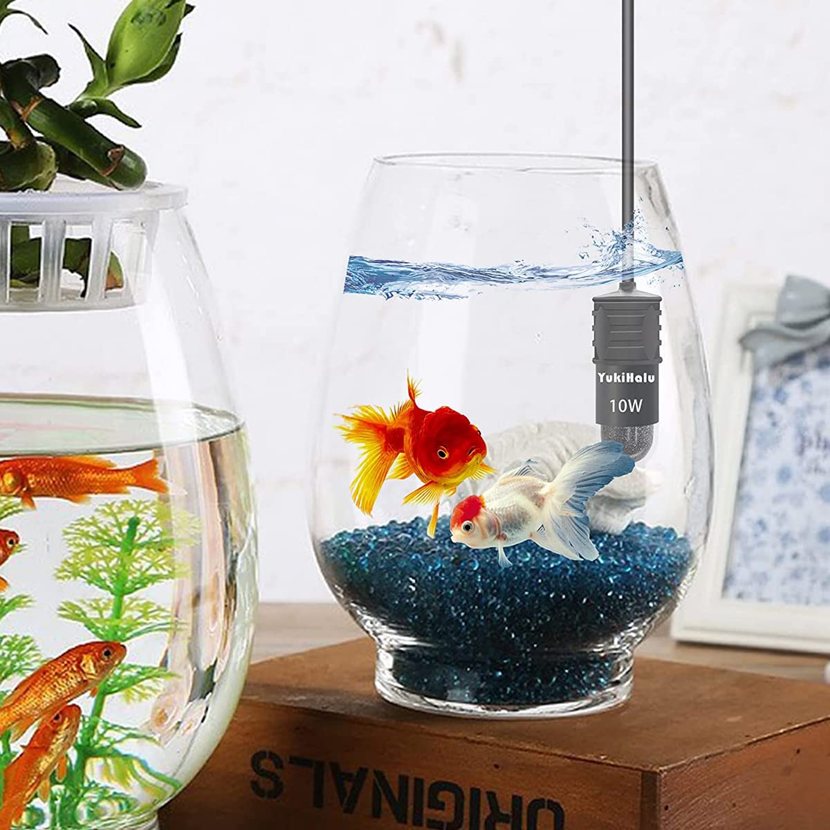 Caffney 10W Mini Aquarium Heater Mini Fish Tank Heater with Digital Display Thermostat Temperature Adjustable 5V/2A USB Powered Super Mini Turtle Heater Safe Tank Heater for 1 to 5L Tanks