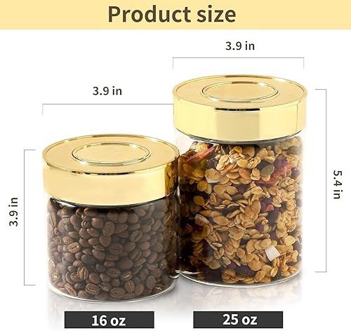 Miniatura 9 de Tarros de almacenamiento de vidrio, recipientes grandes de vidrio de cocina con tapas herméticas, para café, pasta, té, aperitivos, nueces,