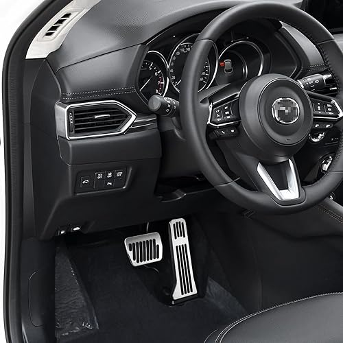 Miniatura 3 de ANFOKAS Accesorios para Mazda 3 6 CX-5 CX-9 de aluminio para pedal de automóvil, cubiertas de pedal de freno de gas, almohadillas de pedal - plateado