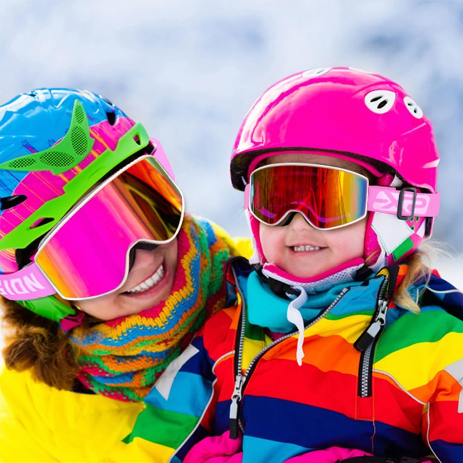 EXP VISION Ski/Snowboard Goggles Parent-child Snow Goggles Over Glasses for Men, Women Youth Kids