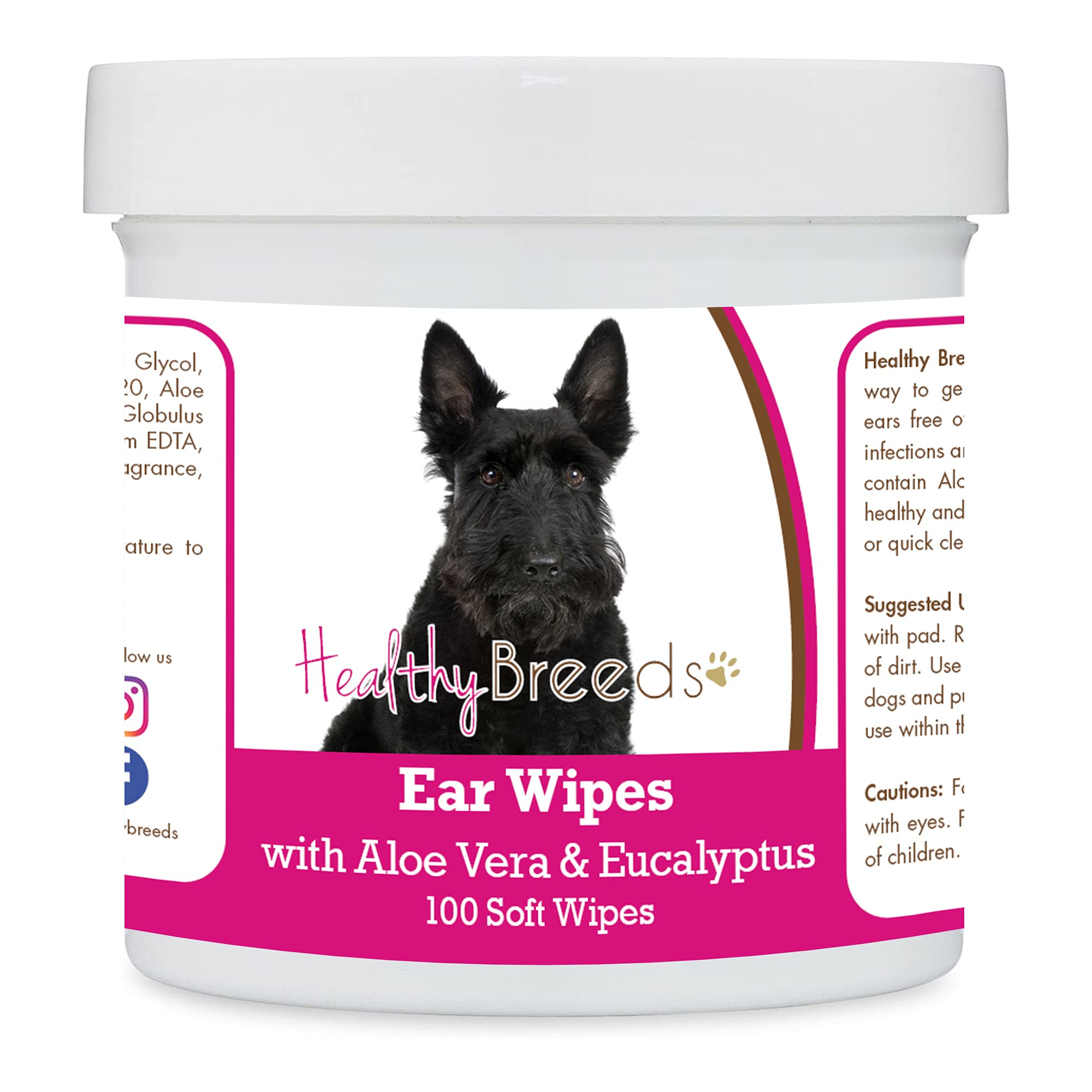 Healthy Breeds Scottish Terrier Ear Cleaning Wipes with Aloe &amp; Eucalyptus for Dogs 100 Count