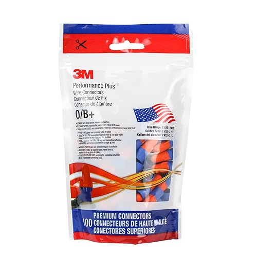 3M Performance Plus, conector de alambre, OB+POUCH, naranjaazul, conectores de resorte de acero flexible, atornillado, Certificado CSA, listado UL,