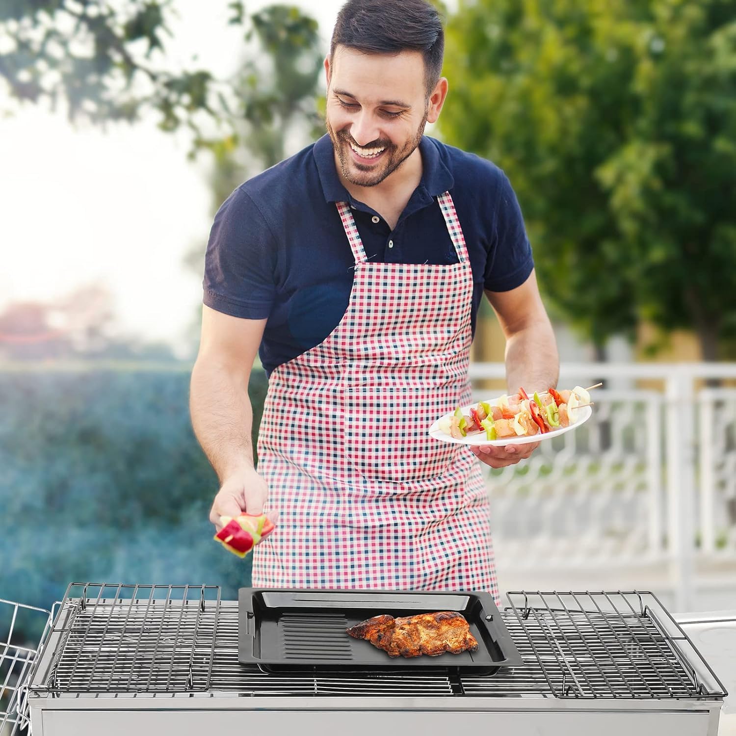 LEADZM Barbecue Charbon de Bois en Acier Inoxydable – Pliant et Portable (100x31x71cm déplié) – Pour 5-10 Personnes – Idéal Camping, Terrasse & Extérieur