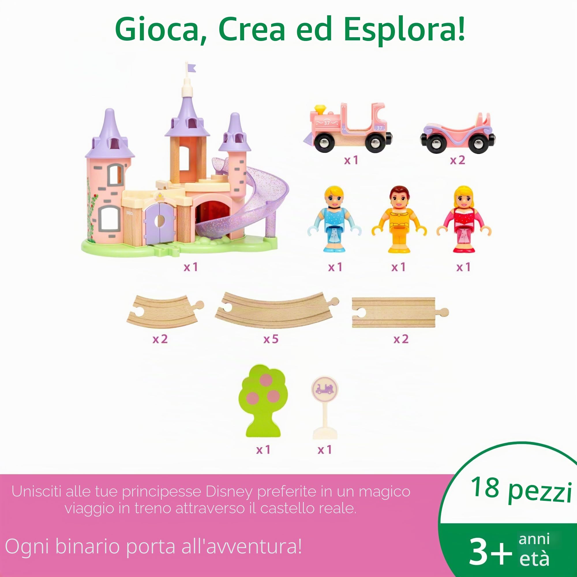 Set di trenini da sogno BRIO Disney Princess 33312 - Un'aggiunta da favola al trenino in legno BRIO - Consigliato a partire dai 3 anni