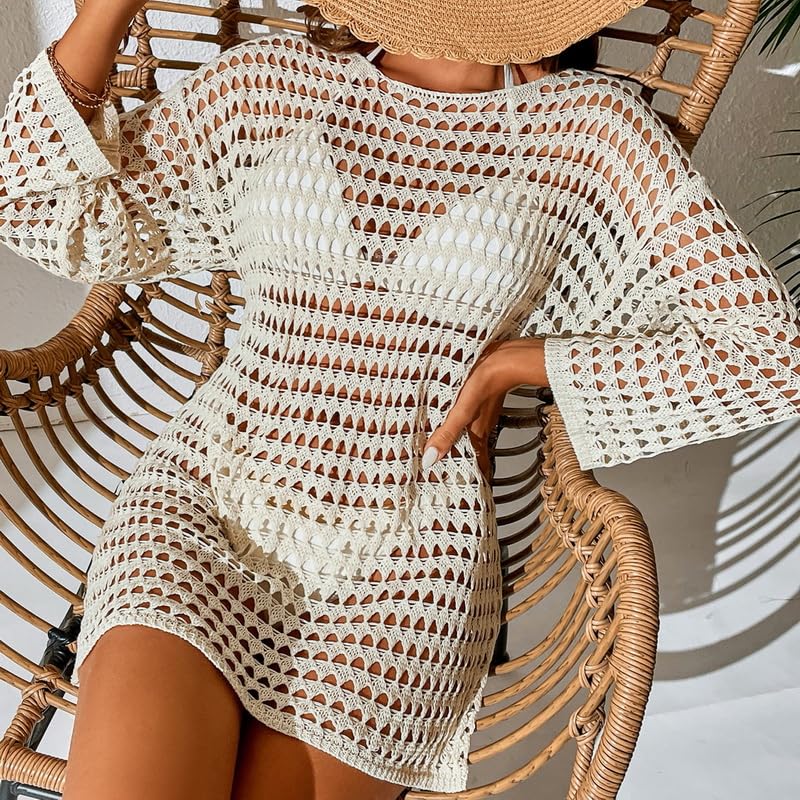 Vestidos Playa Túnica transparente transparente de punto de ganchillo for mujer, Túnica de playa for cubrirse, Vestido de playa, ropa de playa, ropa de playa for mujer Vestido Playa Mujer(Color 2,S)