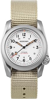 Men's Watch Titanium Automatic Field Watch 40mm Military Watch Day Date Function 100M Waterproof with Nylon Strap Japanese Mechanical Movement & Screw Down Crown—Voyager